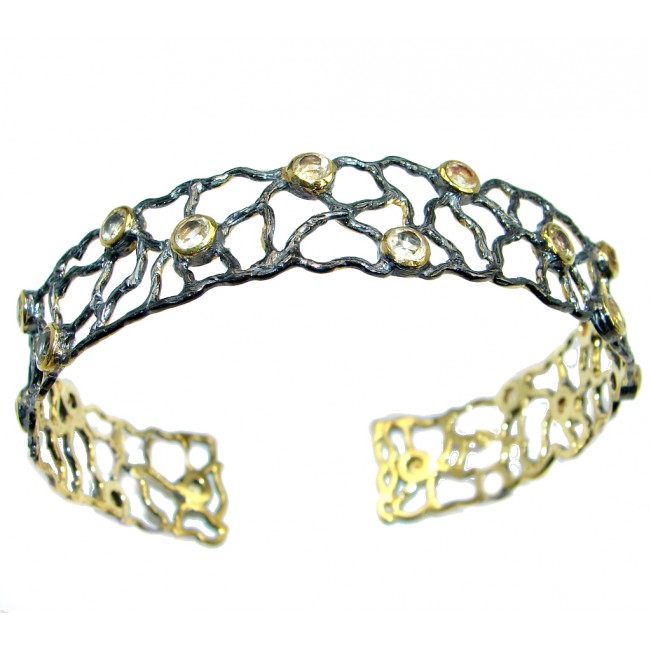 Real Treasure Genuine Citrine Gold plated over Sterling Silver handmade Bracelet