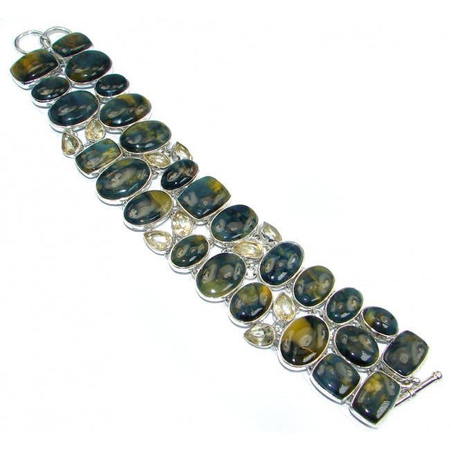 Chunky Silky on fractures Pietersite Citrine Sterling Silver handcrafted Bracelet
