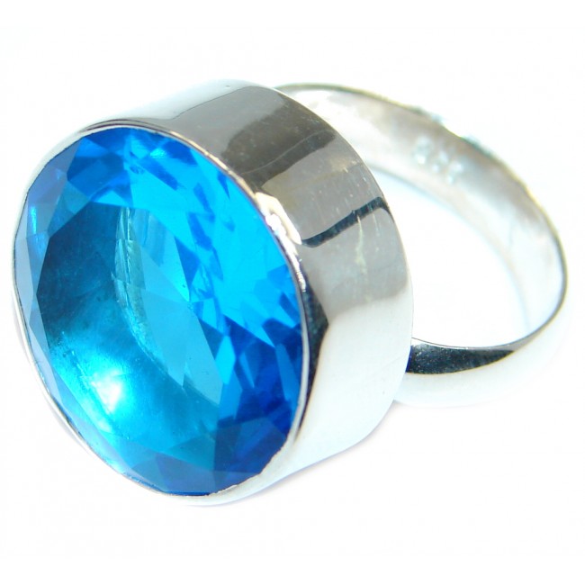 Energazing Blue Quartz Sterling Silver handmade Ring size 7 adjustable