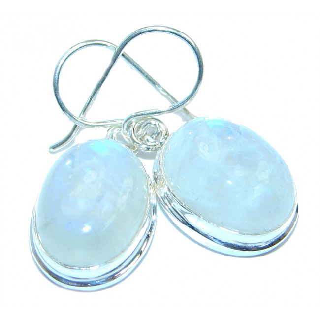 Rainbow Moonstone Oxidized Sterling Silver handmade earrings
