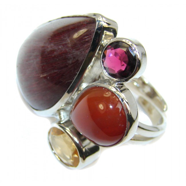 Pale Beauty Untreated Ruby Sterling Silver ring s. 8 - adjustable