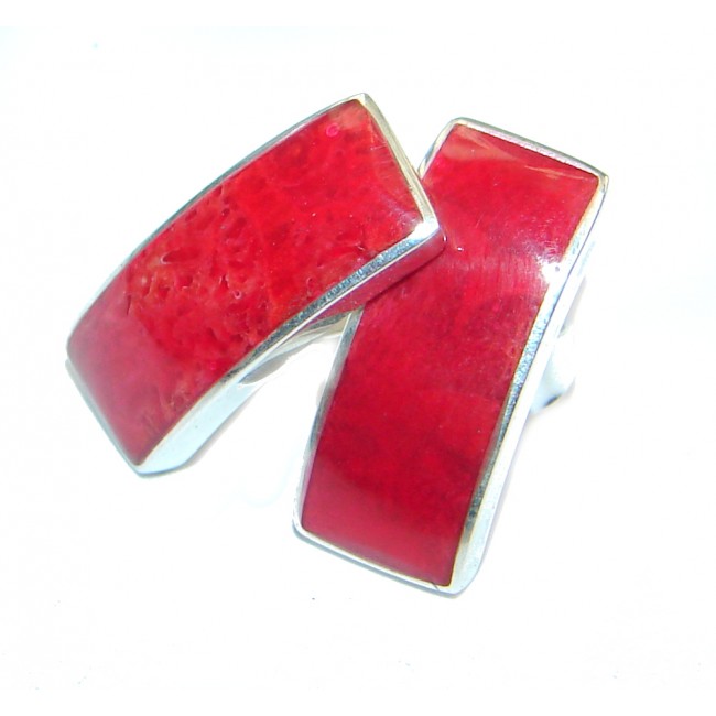 Red Fossilized Coral Sterling Silver earrings
