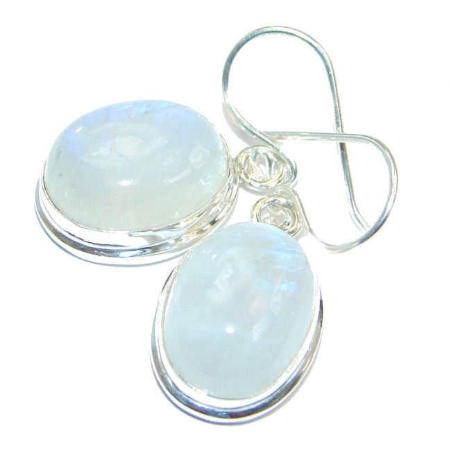 Rainbow Moonstone Oxidized Sterling Silver handmade earrings