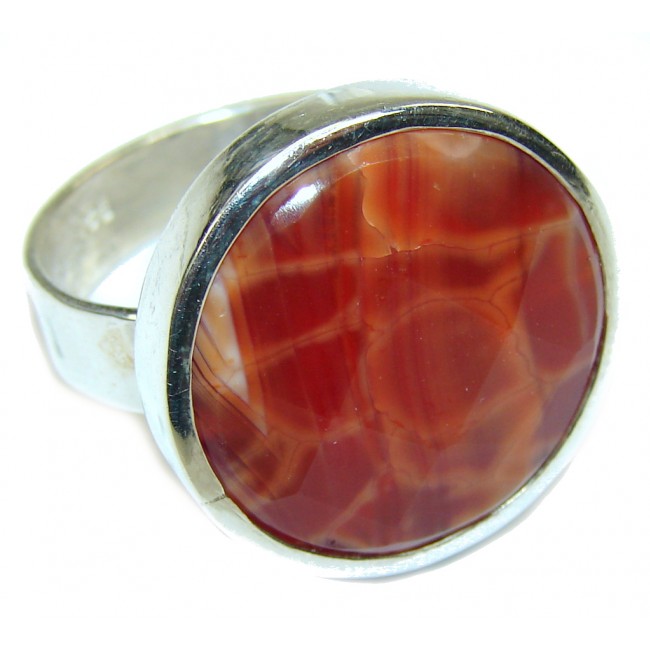 Simple! Mexican Fire Agate Sterling Silver Ring s. 10