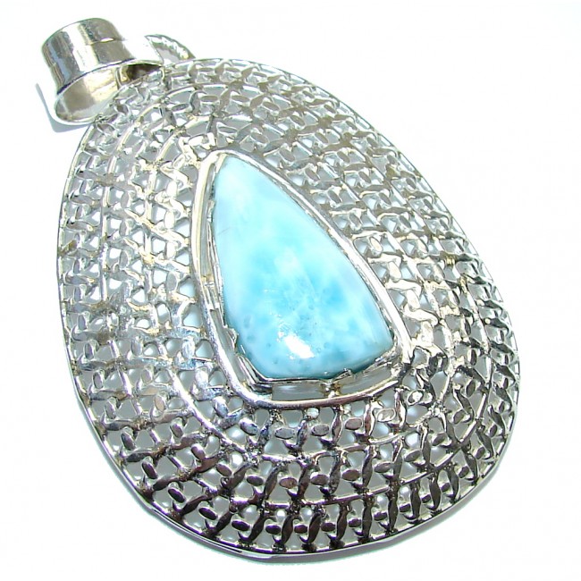 Icy Queen! AAA Blue Larimar Sterling Silver Pendant