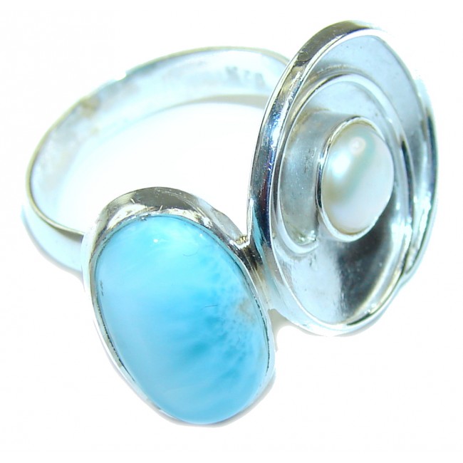 Modern Concept AAA Blue Larimar Sterling Silver Ring s. 7 1/2