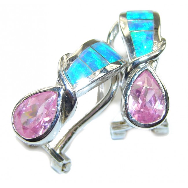 Sublime Purple Cubic Zirconia Fire Opal Sterling Silver earrings
