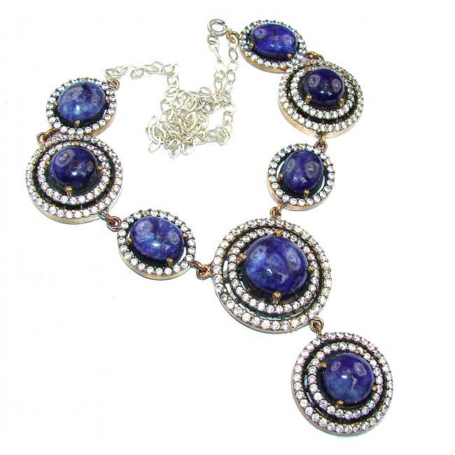 Victorian Style! Blue Kyanite & White Topaz Sterling Silver necklace