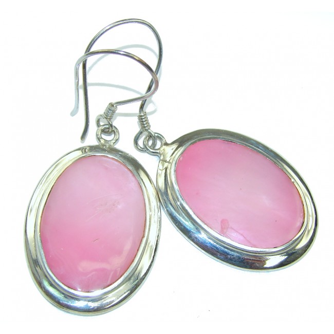 Big! Delicate Light Pink Blister Pearl Sterling Silver earrings