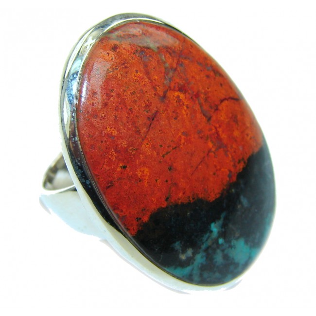 Natural! AAA Red Sonora Jasper Sterling Silver Ring s. 8 1/2