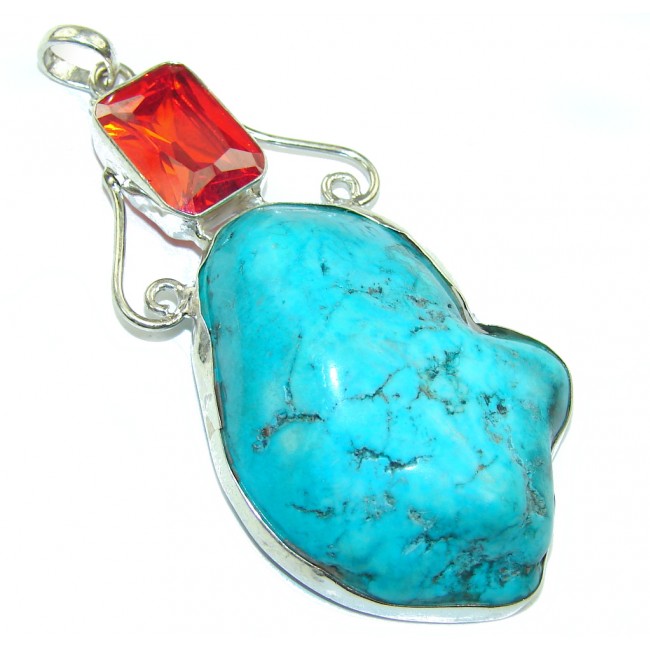 Classic Beauty! Blue Turquoise Sterling Silver Pendant