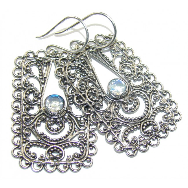 Bali Dream! White Moonstone Sterling Silver earrings