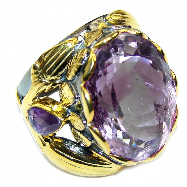 Big! Lavender Dream Amethyst, Gold Plated, Rhodium Plated Sterling Silver Ring s. 9