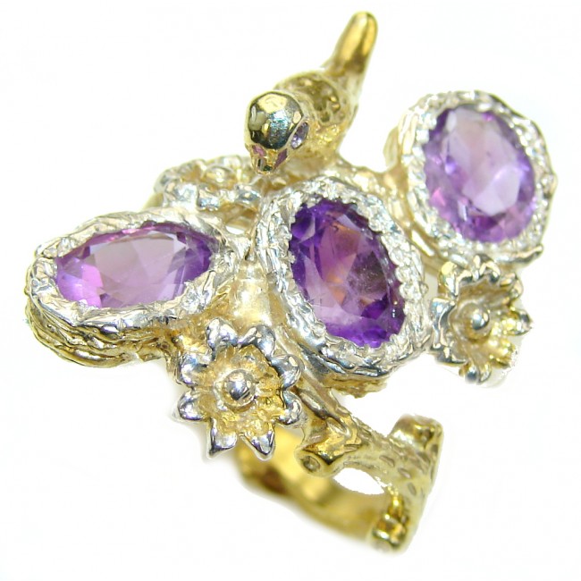 Purple Eden Amethyst, Gold PLated Sterling Silver Ring s. 7 1/2