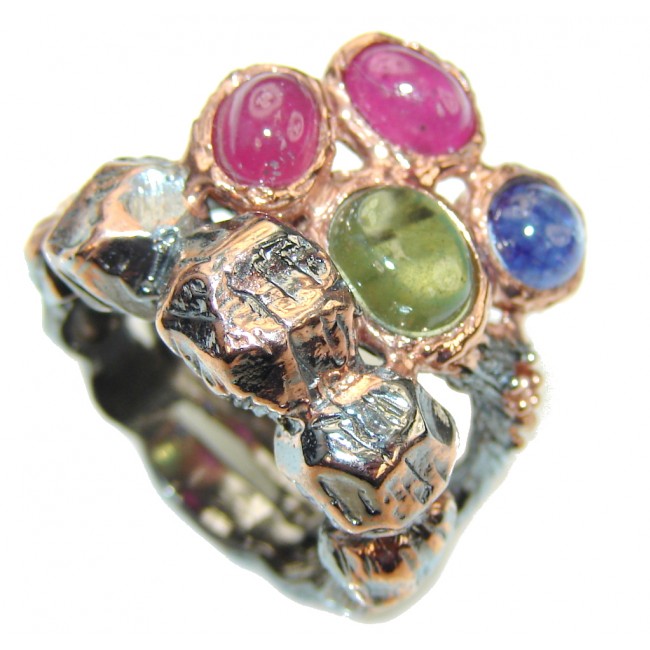 Beautiful Pink Ruby, Rose Gold Plated, Rhodium Plated Sterling Silver Ring s. 6 1/4
