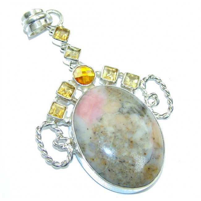 Excellent Montana Agate & Citrine Sterling Silver Pendant