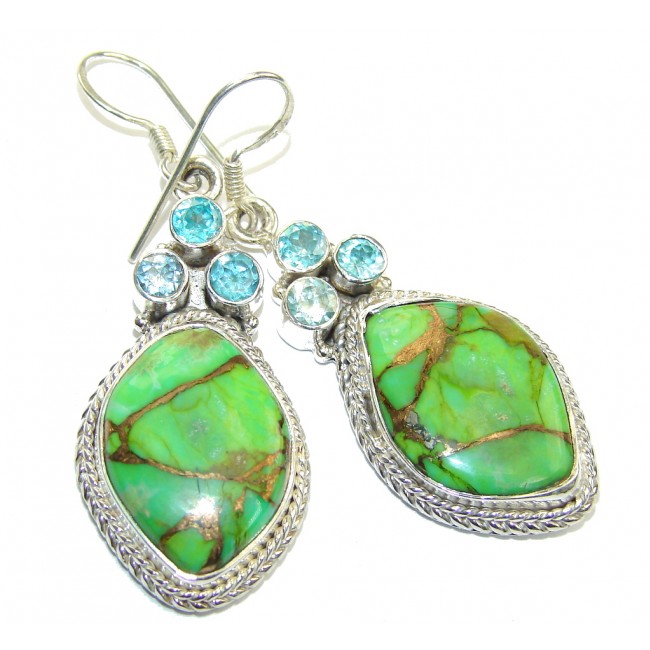 Fresh Copper Green Turquoise Sterling Silver earrings