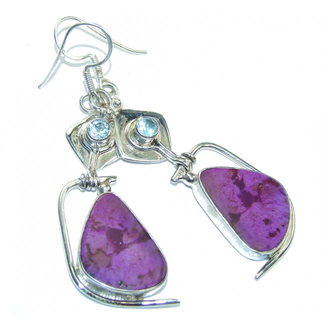 Simple Purple Turquoise & Swiss Blue Topaz Sterling Silver earrings
