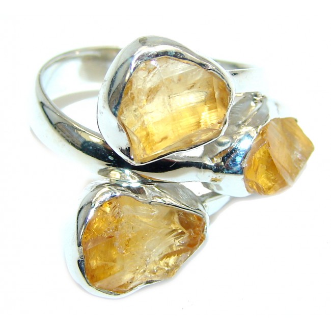 Secret AAA Rough Citrine Sterling Silver Ring s. 7