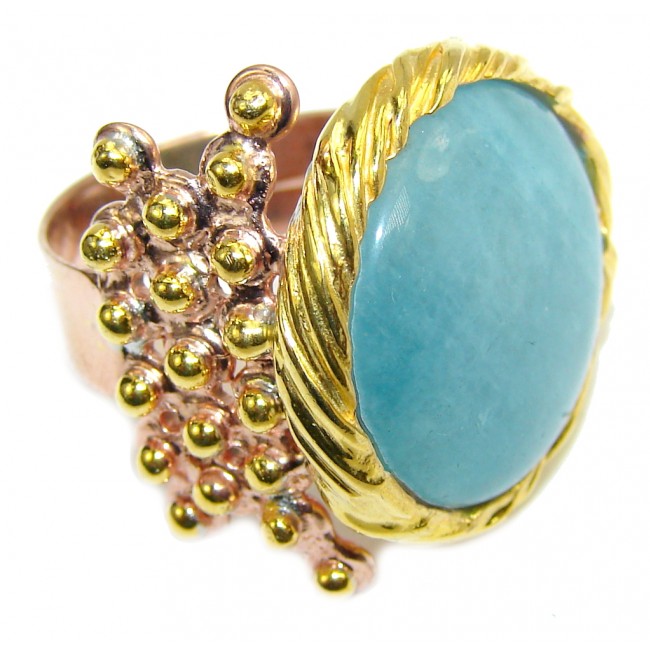 Passiom Fruit AAA Aquamarine Gold Plated, Rhodium Plated Sterling Silver Ring s. 6 3/4