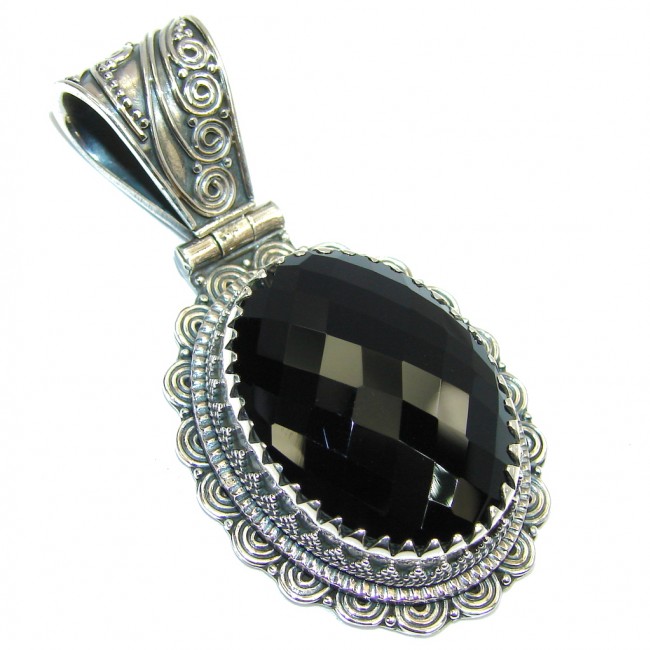 Perfect AAA Black Onyx Sterling Silver Pendant