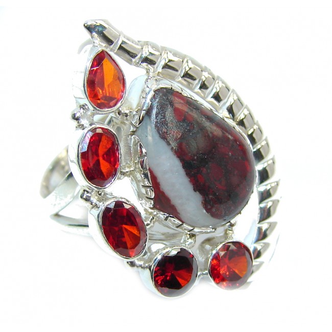 Simple Red Jasper Sterling Silver Ring s. 7 1/4