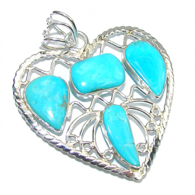 Lovely Sleeping Beauty AAA Turquoise Sterling Silver Pendant