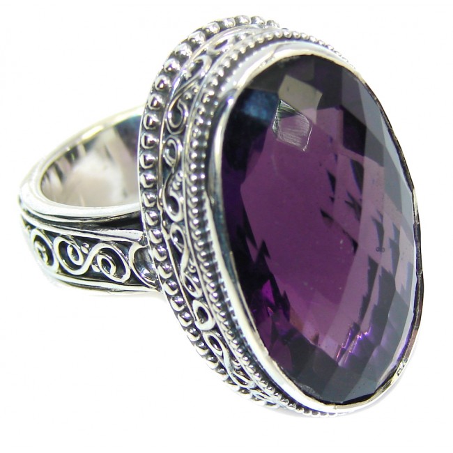 Big! Amazing Purple Quartz Sterling Silver Ring s. 7 1/2