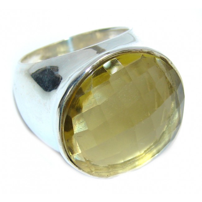 Big! Summer Beauty Created Citrine Sterling Silver Ring s. 6 1/4