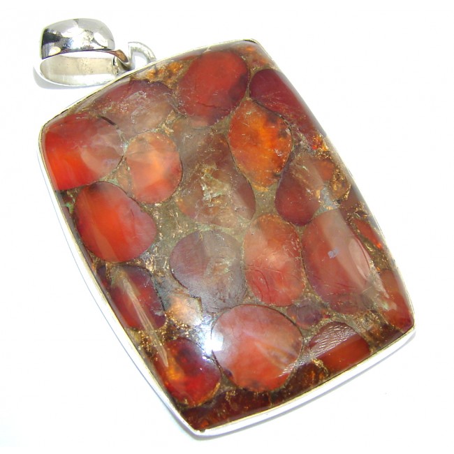 Crushed Carnelian Copper Sterling Silver Pendant