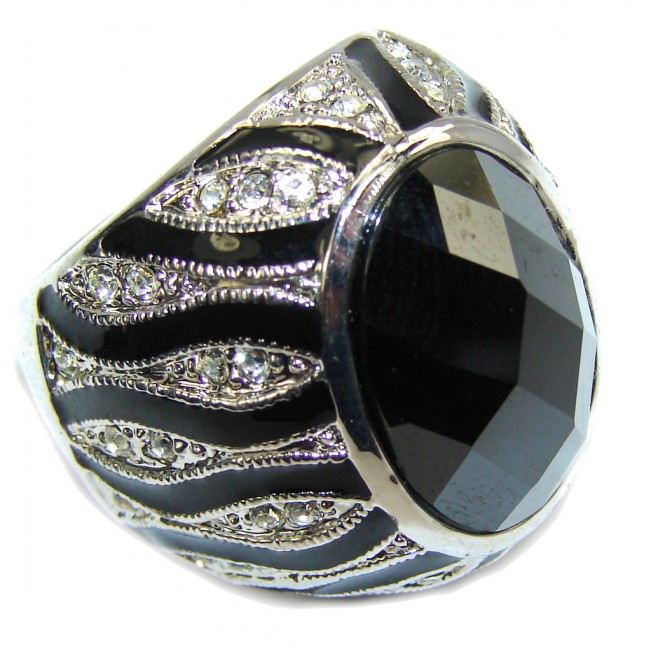 Simple Style Black Onyx Sterling Silver ring s. 7