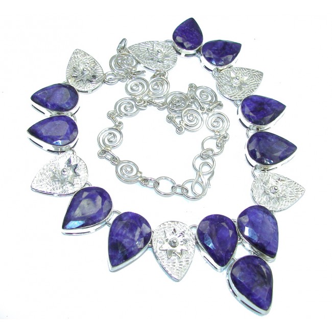 Fabulous Intense Blue Sapphire Sterling Silver necklace
