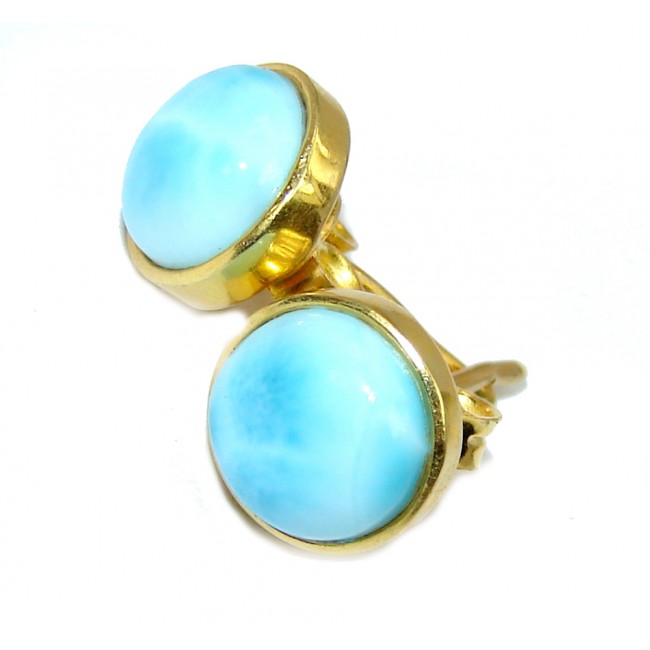 Delicate Blue Larimar, Gold Plated Sterling Silver earrings