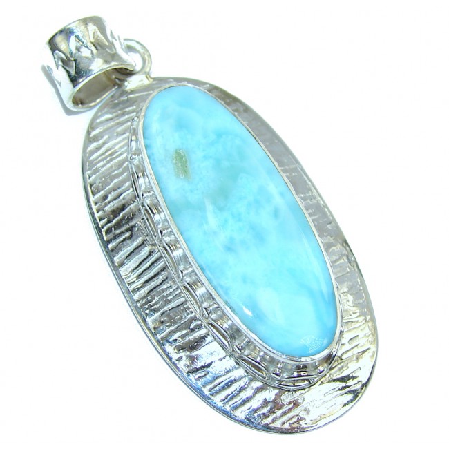 Natural AAA Blue Larimar Sterling Silver Pendant