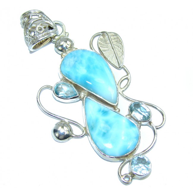Just Perfect AAA Blue Larimar & Swiss Blue Topaz Sterling Silver Pendant