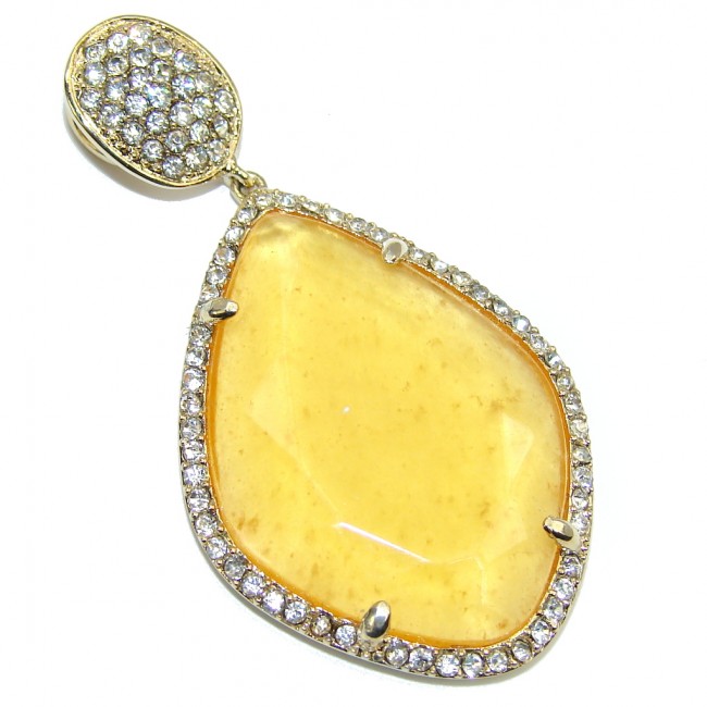 Genuine AAA Golden Calcite, Gold Plated Sterling Silver Pendant