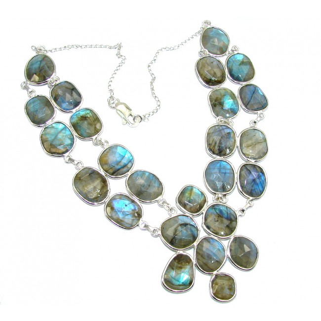 Mystic Sky AAA Blue Labradorite Sterling Silver necklace