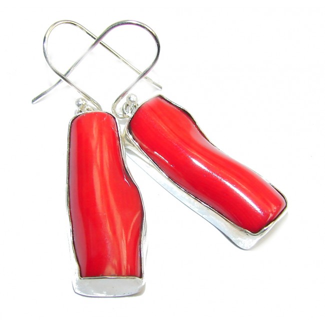 Secret Red Fossilized Coral Sterling Silver earrings