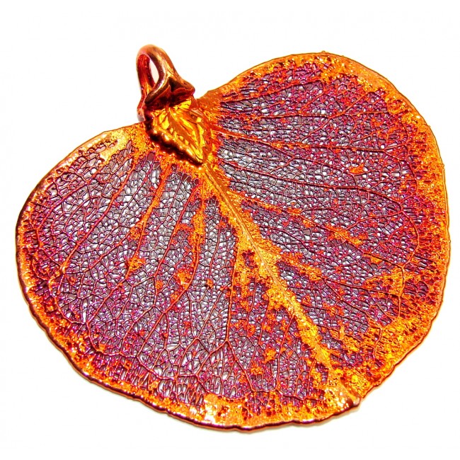 Delicate Golden Color Of Leaf Sterling Silver Pendant