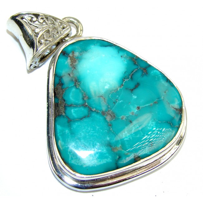 AAA QUALITY Blue Turquoise Sterling Silver Pendant