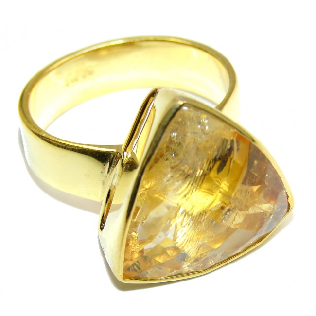 Delicate Genuine Citrine Gold Plated Sterling Silver ring s. 9