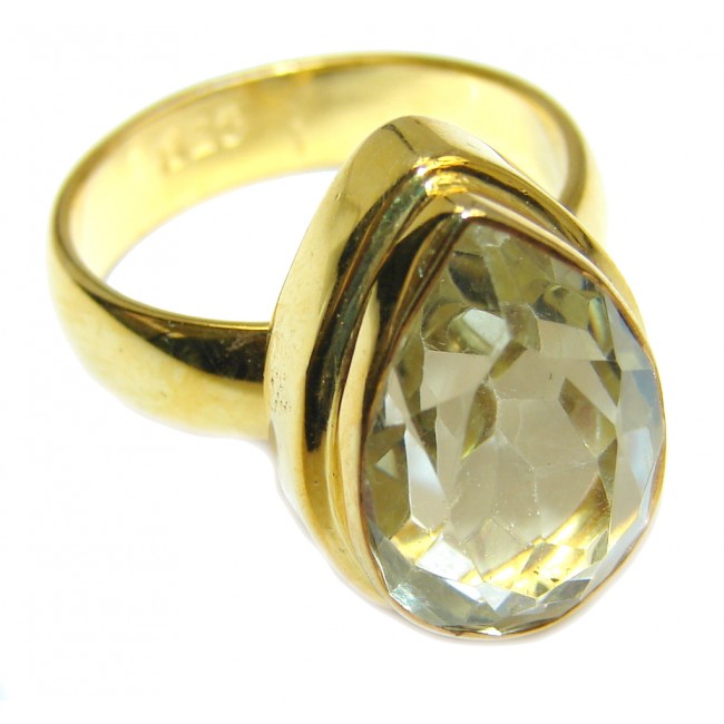 Sublime Green Amethyst Gold Plated Sterling Silver ring s. 6