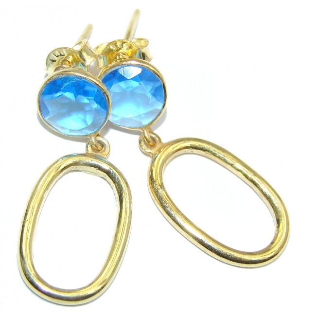 Secret created Blue Topaz Gold Plated Sterling Silver earrings