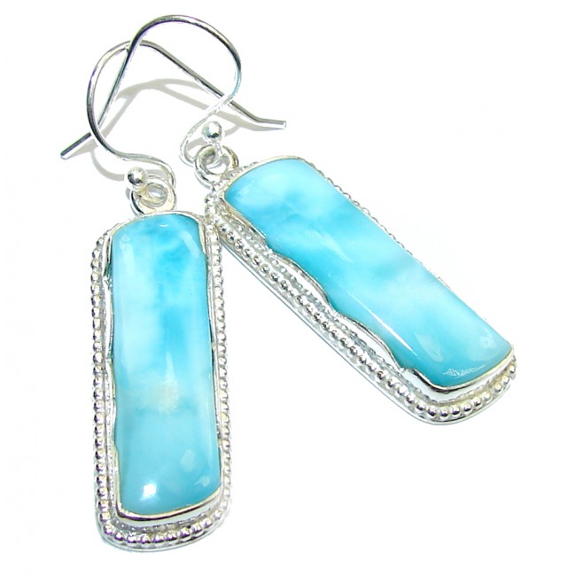 Simple and Beautiful AAA Blue Larimar Sterling Silver earrings