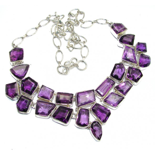 Summer Beauty Faceted African Amethyst Sterling Silver necklace
