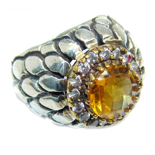 Amazing Genuine Citrine Oxidized Sterling Silver ring s. 7 1/4