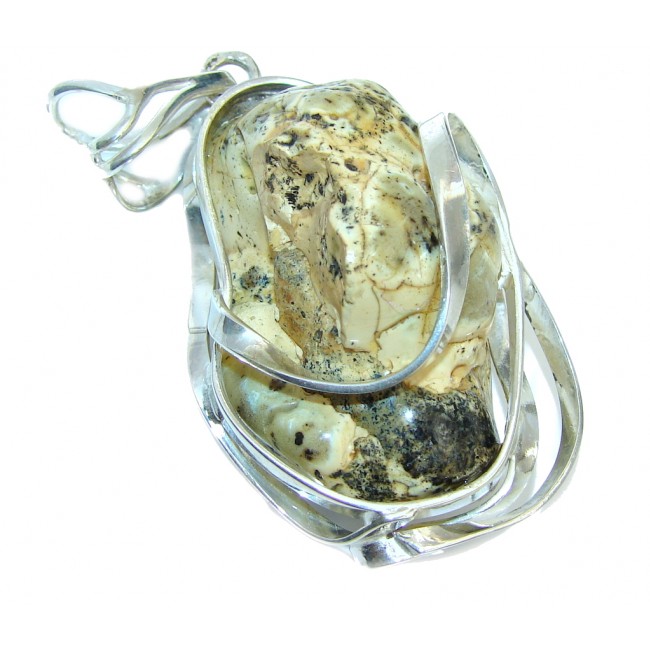 Huge Rough Butterscotch Baltic Polish Amber Oxigized Sterling Silver Pendant