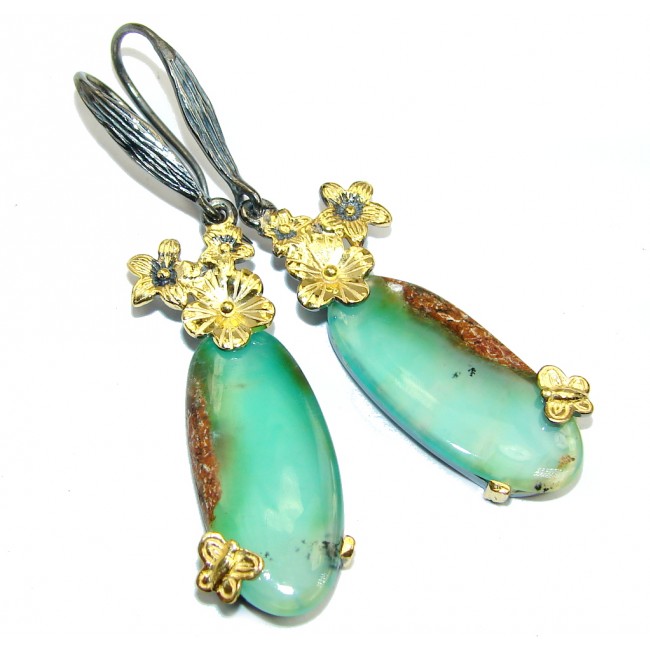 Exclusive AAA Peruvian Opal Gold Rhodium Plated over Sterling Silver earrings