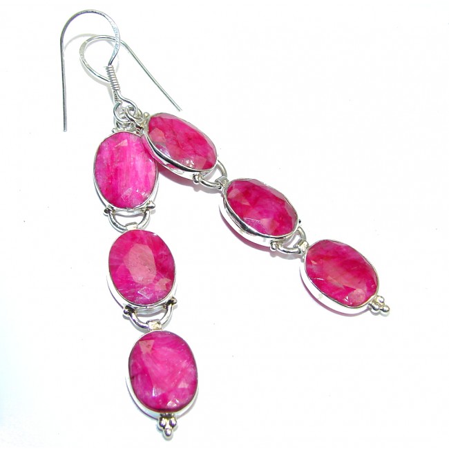 Long! Pink Ruby Sterling Silver earrings