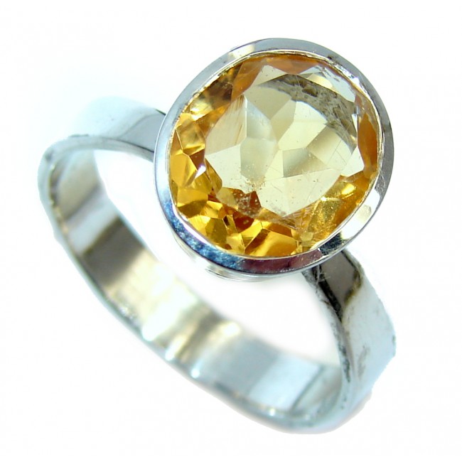 Faceted Citrine Sterling Silver Handcrafted Ring s. 10